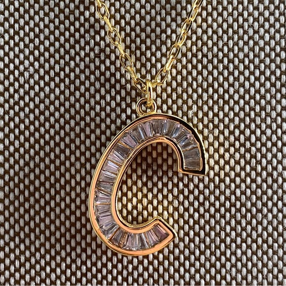 Nordstrom Cubic Zirconia “C” Initial Pendant Adjustable Necklace - Picture 3 of 4